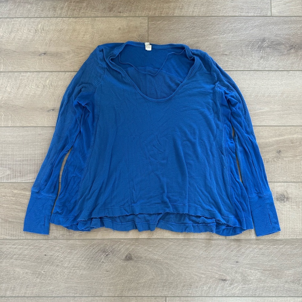 Free People We The Free Long Sleeve Cobalt Blue Thermal Top